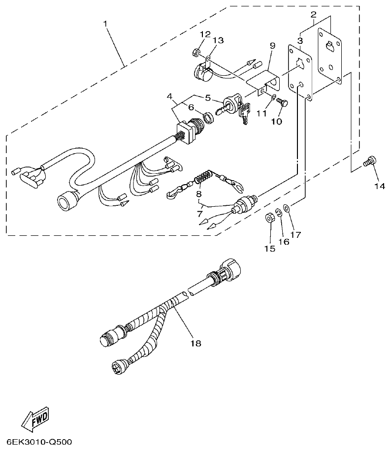 Yamaha F150FET, FL150FET SWITCH & PANEL 1 parts diagram